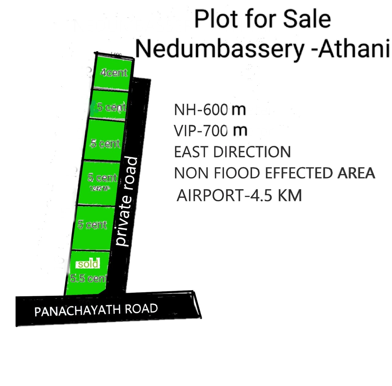 4-5cents of newly developed plots -Nedumbasery